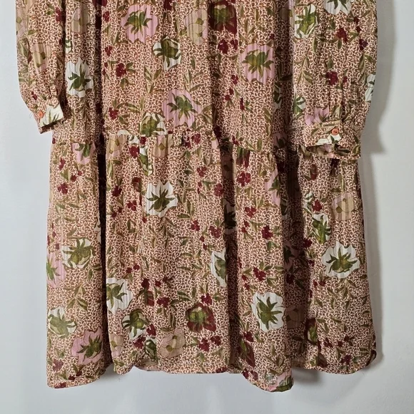 Vero Moda chiffon high neck long sleeves floral dress  color rust,burgundy - Picture 3 of 8